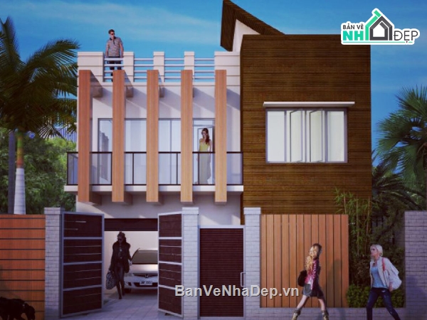 biệt thự 2 tầng,biệt thự sketchup,biệt thự hiện đại