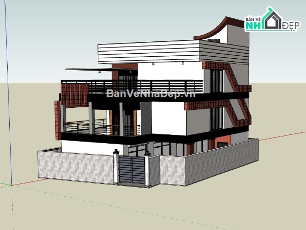 biệt thự hiện đại,biệt thự 3 tầng,phối cảnh biệt thự