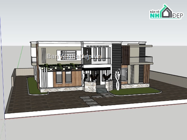 Trung tâm trưng bày,sketchup phòng trưng bày,ngoại cảnh trung tâm trưng bày