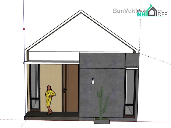 Nhà cấp 4,model su nhà cấp 4,sketchup nhà cấp 4