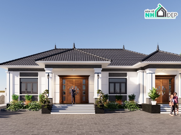 nhà kích thước 8 x 12m,Nhà 2 tầng 1 hầm,Nhà thờ kích thước 8x12m