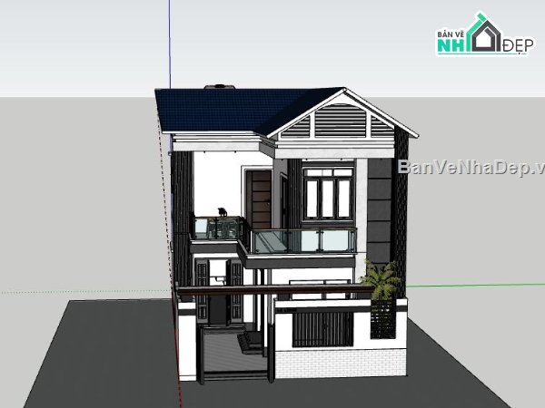 Nhà 2 tầng,file su nhà 2 tầng,nhà 2 tầng sketchup