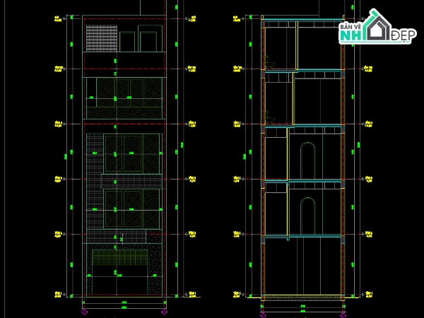 4 tầng 1 tum,nhà phố 4 tầng 1 tum,bản vẽ nhà phố 4 tầng 1 tum,file cad nhà phố 4 tầng 1 tum