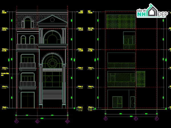file cad nhà phố 5 tầng,bản vẽ nhà phố 5 tầng,nhà phố 5 tầng cad,cad nhà phố 5 tầng