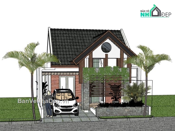 Biệt thự 1 tầng,Model su biệt thự 1 tầng,biệt thự 1 tầng file su