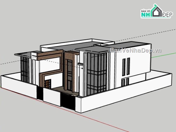 Biệt thự 1 tầng,model su biệt thự 1 tầng,sketchup biệt thự 1 tầng