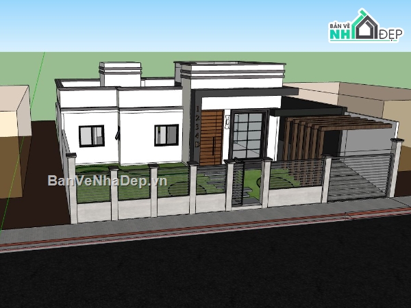 biệt thự 1 tầng,su biệt thự 1 tầng,phối cảnh biệt thự