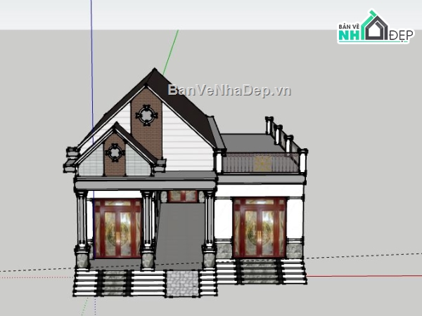 Biệt thự 1 tầng,Model su biệt thự 1 tầng,biệt thự 1 tầng file su