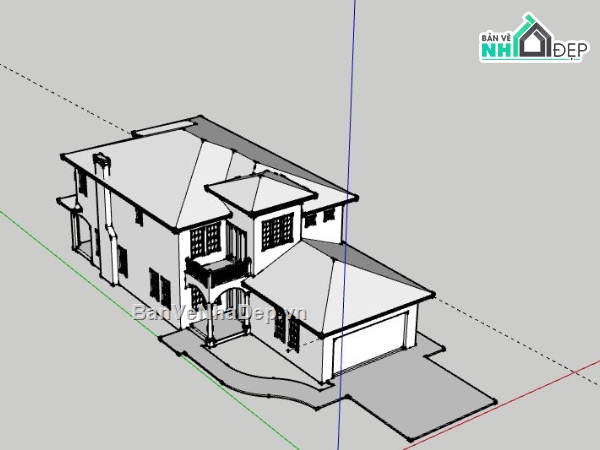 Biệt thự 2 tầng,model su biệt thự 2 tầng,file su biệt thự 2 tầng,biệt thự 2 tầng model su