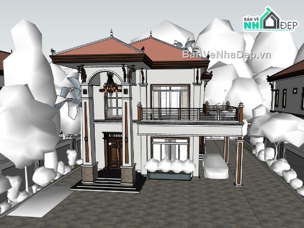 Biệt thự 2 tầng,model su biệt thự 2 tầng,biệt thự 2 tầng file su