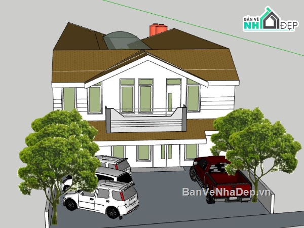 Biệt thự 2 tầng,model su biệt thự 2 tầng,biệt thự 2 tầng sketchup