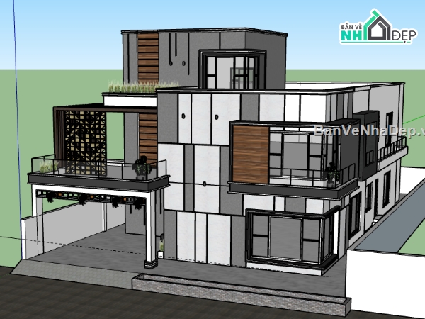 Biệt thự 2 tầng,model su biệt thự 2 tầng,file su biệt thự 2 tầng,biệt thự 2 tầng sketchup