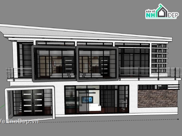 Biệt thự 2 tầng,model su biệt thự 2 tầng,biệt thự 2 tầng file su,sketchup biệt thự 2 tầng