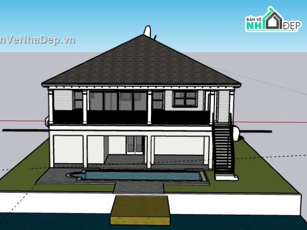 Biệt thự 2 tầng,model su biệt thự 2 tầng,biệt thự 2 tầng file su