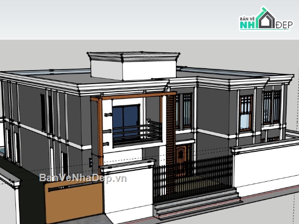 Biệt thự 2 tầng,model su biệt thự 2 tầng,biệt thự 2 tầng file sketchup