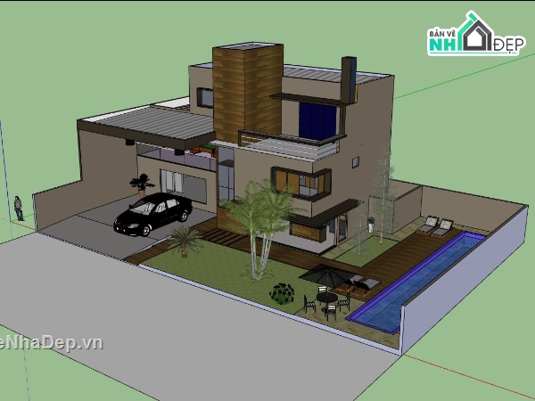 Biệt thự 2 tầng,model su biệt thự 2 tầng,file su biệt thự 2 tầng,biệt thự 2 tầng file su,biệt thự 2 tầng sketchup