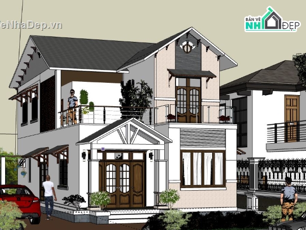 Biệt thự 2 tầng,sketchup biệt thự 2 tầng,biệt thự 2 tầng file su,su biệt thự 2 tầng