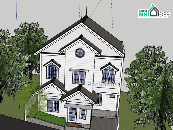 Biệt thự 2 tầng,model su biệt thự 2 tầng,biệt thự 2 tầng file su,sketchup biệt thự 2 tầng,biệt thự 2 tầng file sketchup