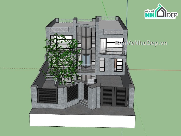 model su biệt thự 2 tầng,sketchup biệt thự 2 tầng,su biệt thự