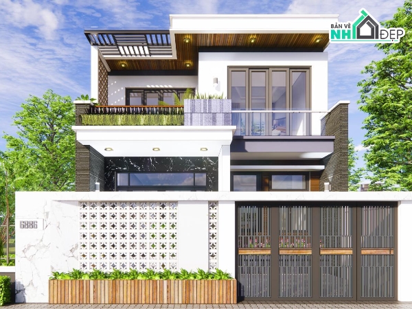 Biệt thự 2 tầng,file cad biệt thự 2 tầng,bản vẽ biệt thự 2 tầng