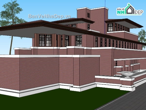 mẫu biệt thự 2 tầng sketchup,biệt thự 2 tầng su,dựng model su biệt thự 2 tầng