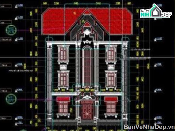 biệt thự 3 tầng,bản vẽ cad biệt thự 3 tầng,biệt thự 3 tầng cad,bản vẽ autocad biệt thự 3 tầng