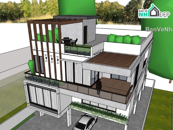 Biệt thự 3 tầng file sketchup,model su biệt thự 3 tầng,biệt thự 3 tầng file su,file sketchup biệt thự 3 tầng