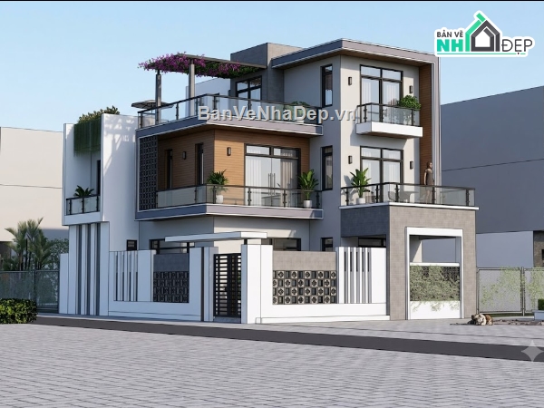 biệt thự 3 tầng,file su biệt thự 3 tầng,sketchup biệt thự 3 tầng