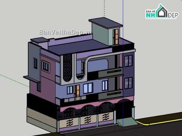 Biệt thự 3 tầng,model su biệt thự 3 tầng,biệt thự 3 tầng file su