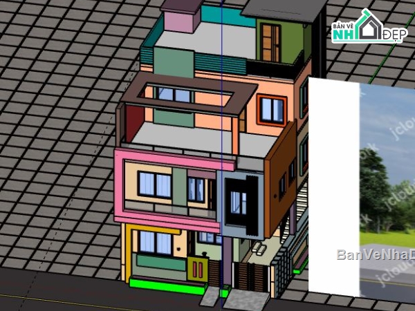 Biệt thự 3 tầng,model su biệt thự 3 tầng,biệt thự 3 tầng file su