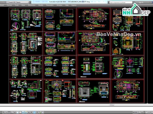 Biệt thự,file biệt thự 3 tầng,file cad biệt thự 3 tầng