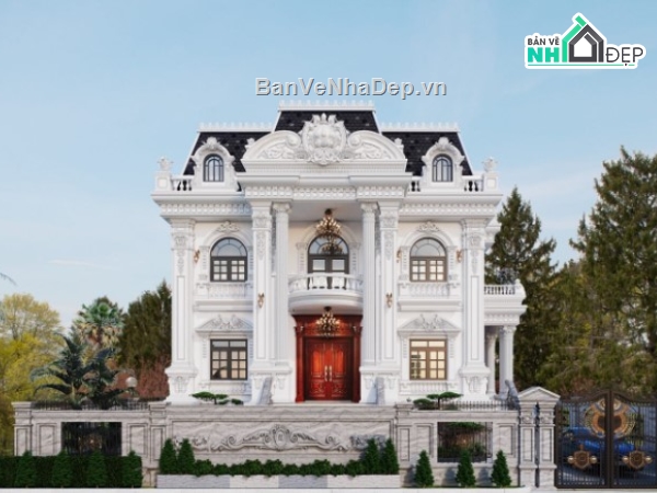 biệt thự tân cổ điển đẹp,biệt thự 3 tầng đẹp,biệt thự cổ điển 3 tầng