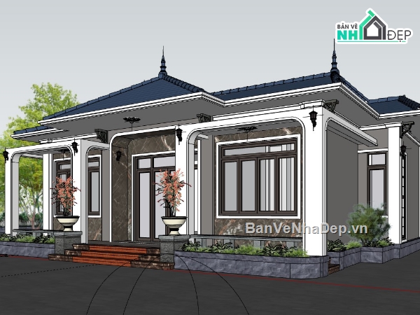 su biệt thự 1 tầng,biệt thự model su 1 tầng,model su biệt thự