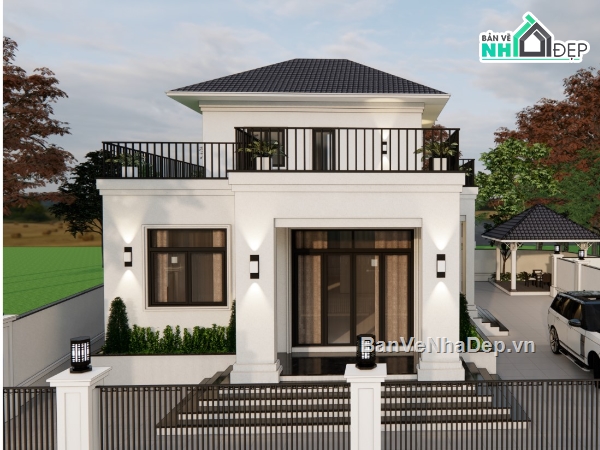 biệt thự mái thái,2 tầng mái thái,biệt thự 2 tầng mái thái