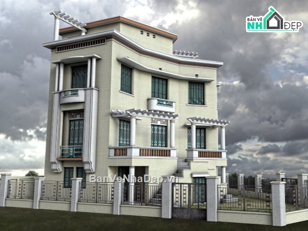 biệt thự tân cổ,biệt thự cổ,biệt thự 4 tầng