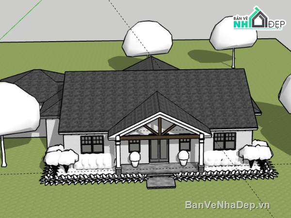 Biệt thự 1 tầng,model su biệt thự 1 tầng,biệt thự 1 tầng file su