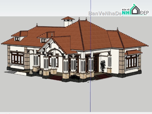 Biệt thự 1 tầng,Biệt thự,file su biệt thự 1 tầng