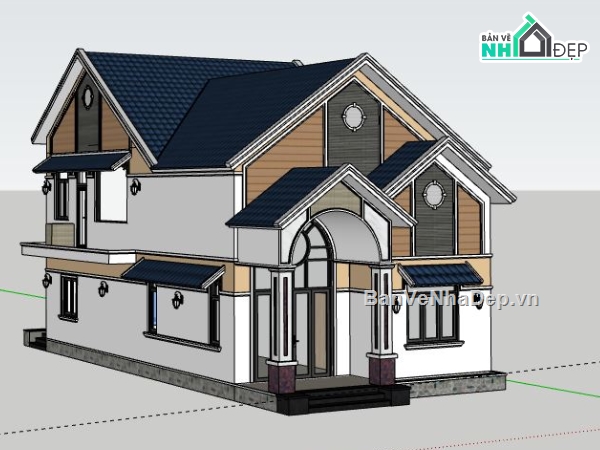 Biệt thự 1 tầng,model su biệt thự 1 tầng,biệt thự 1 tầng file sketchup