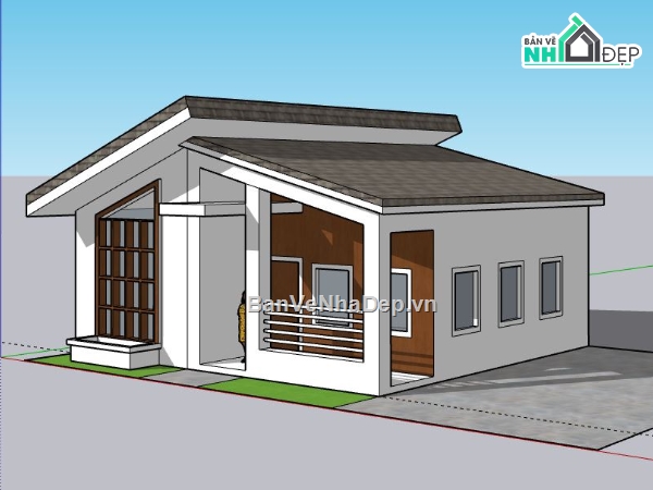 Biệt thự 1 tầng,sketchup Biệt thự  1 tầng,Biệt thự