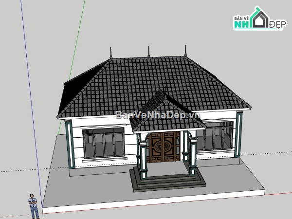 Biệt thự 1 tầng,model su biệt thự 1 tầng,biệt thự 1 tầng file su