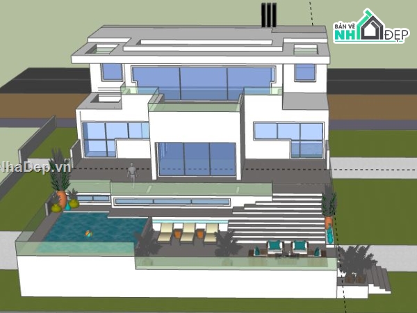 Biệt thự villa 2 tầng,model su biệt thự 2 tầng,file sketchup biệt thự 2 tầng,biệt thự 2 tầng file su,sketchup biệt thự 2 tầng