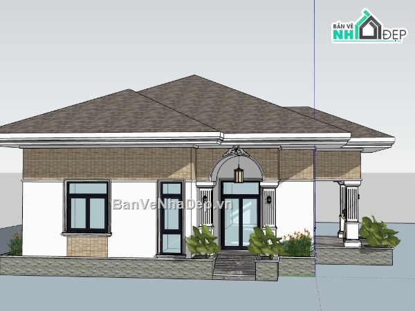 su nhà 1 tầng,model su nhà 1 tầng,model sketchup nhà hiện đại