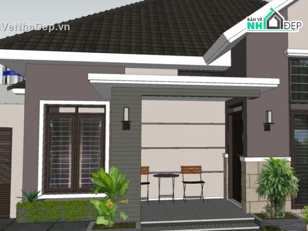 Nhà cấp 4 model su,nhà cấp 4 sketchup,sketchup nhà cấp 4,file sketchup nhà cấp 4,nhà cấp 4 file sketchup