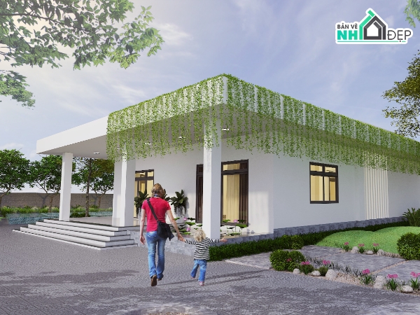 Bản vẽ nhà cấp 4 đẹp,Bản vẽ nhà 1 tầng đẹp,Bản vẽ nhà vườn đẹp