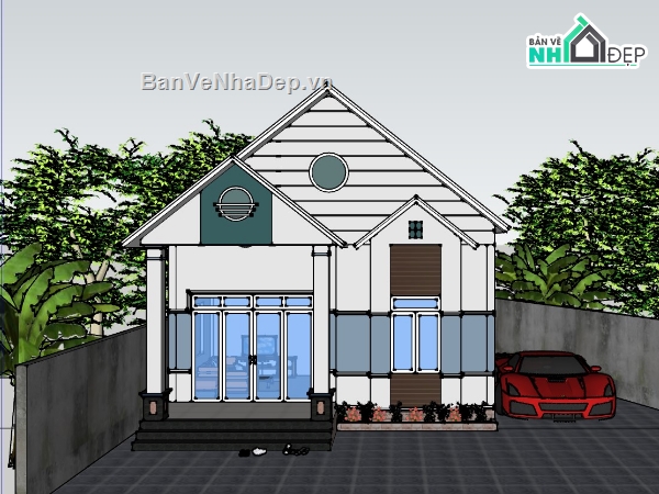 mái thái 1 tầng,su nhà mái thái,model su nhà mái thái