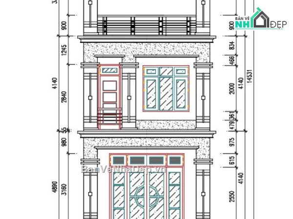 nhà phố 2 tầng 1 tum,cad nhà phố 2 tầng 1 tum,nhà phố 2 tầng 1 tum file cad,bản vẽ nhà phố 2 tầng 1 tum