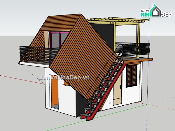 Nhà phố 2 tầng,model su nhà phố 2 tầng,sketchup nhà phố 2 tầng,nhà phố 2 tầng file su,file sketchup nhà phố 2 tầng