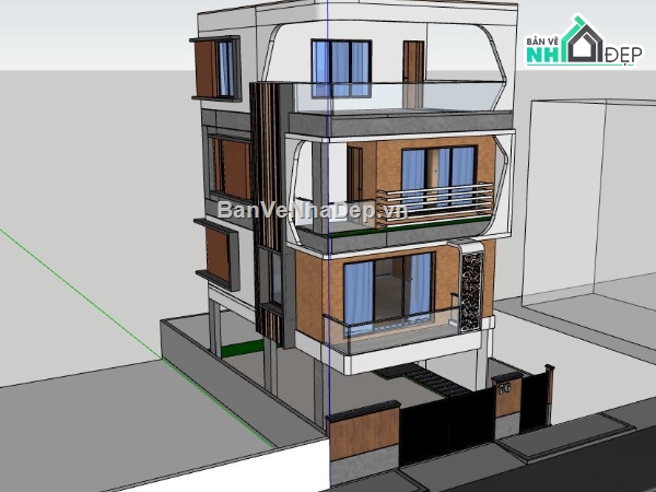 Nhà phố 3 tầng,model su nhà phố 3 tầng,mẫu nhà phố 3 tầng sketchup,file su nhà phố 3 tầng,nhà phố 3 tầng sketchup