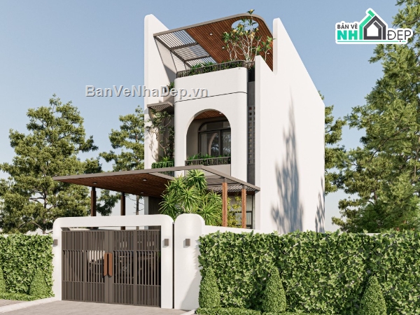 nhà phố 3 tầng đẹp,nhà phố 3 tầng,nhà phố sketchup