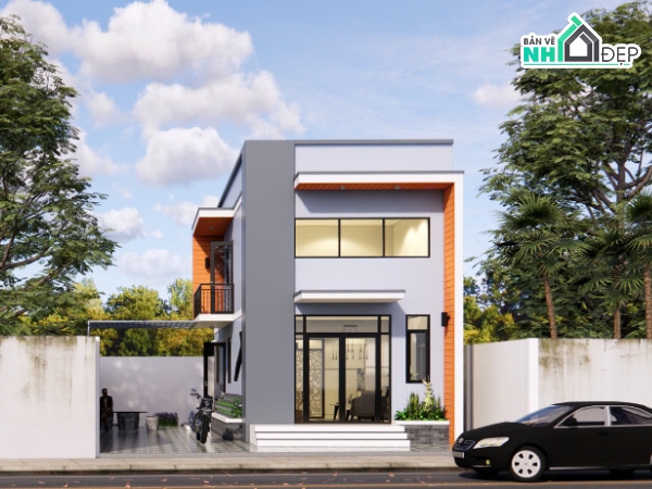 nhà gác lửng hiện đại,nhà gác lửng mái bằng,nhà phố 2 tầng,nhà phố 2 tầng đẹp,nhà phố 2 tầng hiện đại,nhà gác lửng 5x14 m